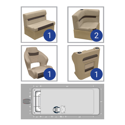 Wise DLX Rear Couch & Console Pontoon Furniture Set
