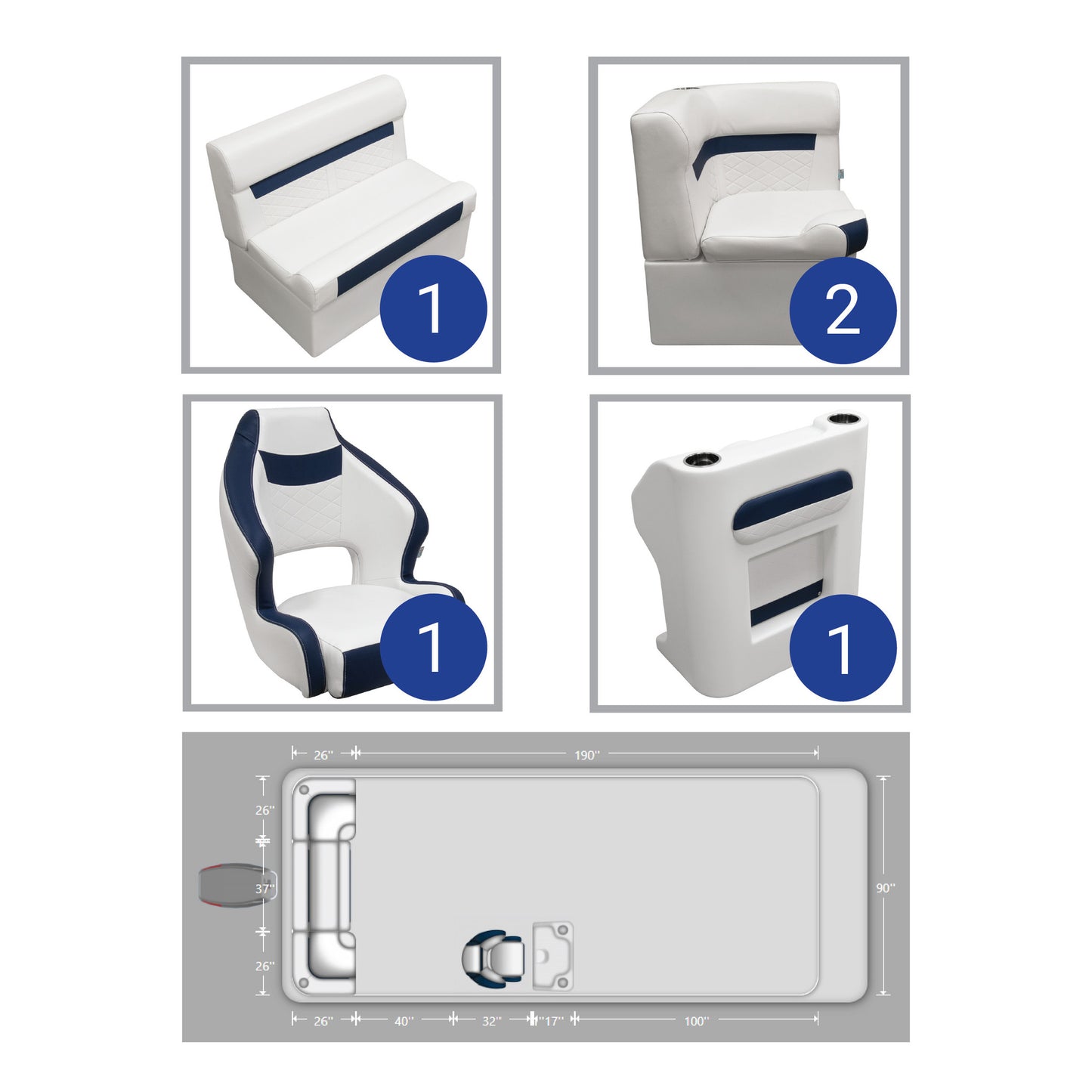 Wise DLX Rear Couch & Console Pontoon Furniture Set