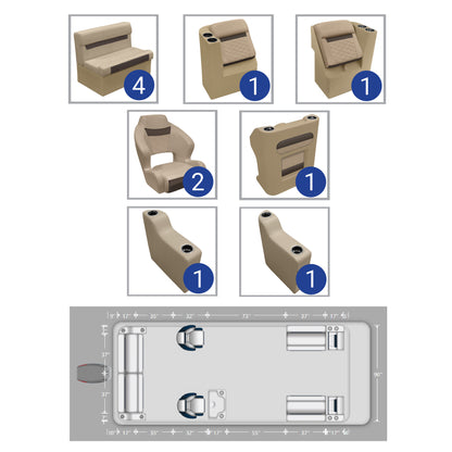 Ensemble de mobilier pour ponton à double godet Wise DLX 18'-22'