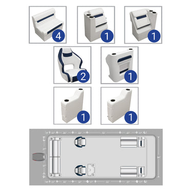 Ensemble de mobilier pour ponton à double godet Wise DLX 18'-22'