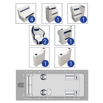 Ensemble de mobilier pour ponton à double godet Wise DLX 18'-22'