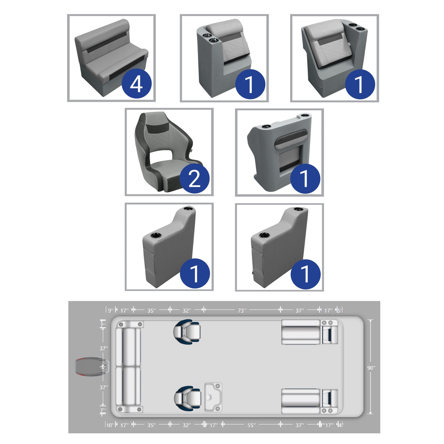 Ensemble de mobilier pour ponton à double godet Wise DLX 18'-22'