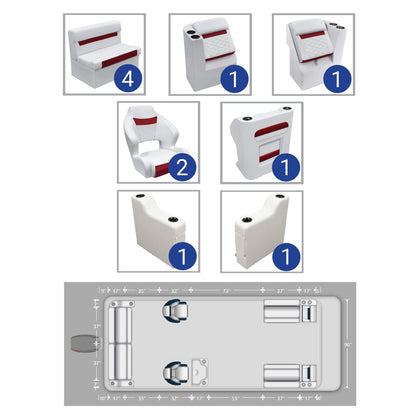 Ensemble de mobilier pour ponton à double godet Wise DLX 18'-22'