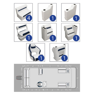 Ensemble de meubles de ponton complet Wise DLX 18'-22' Swingback