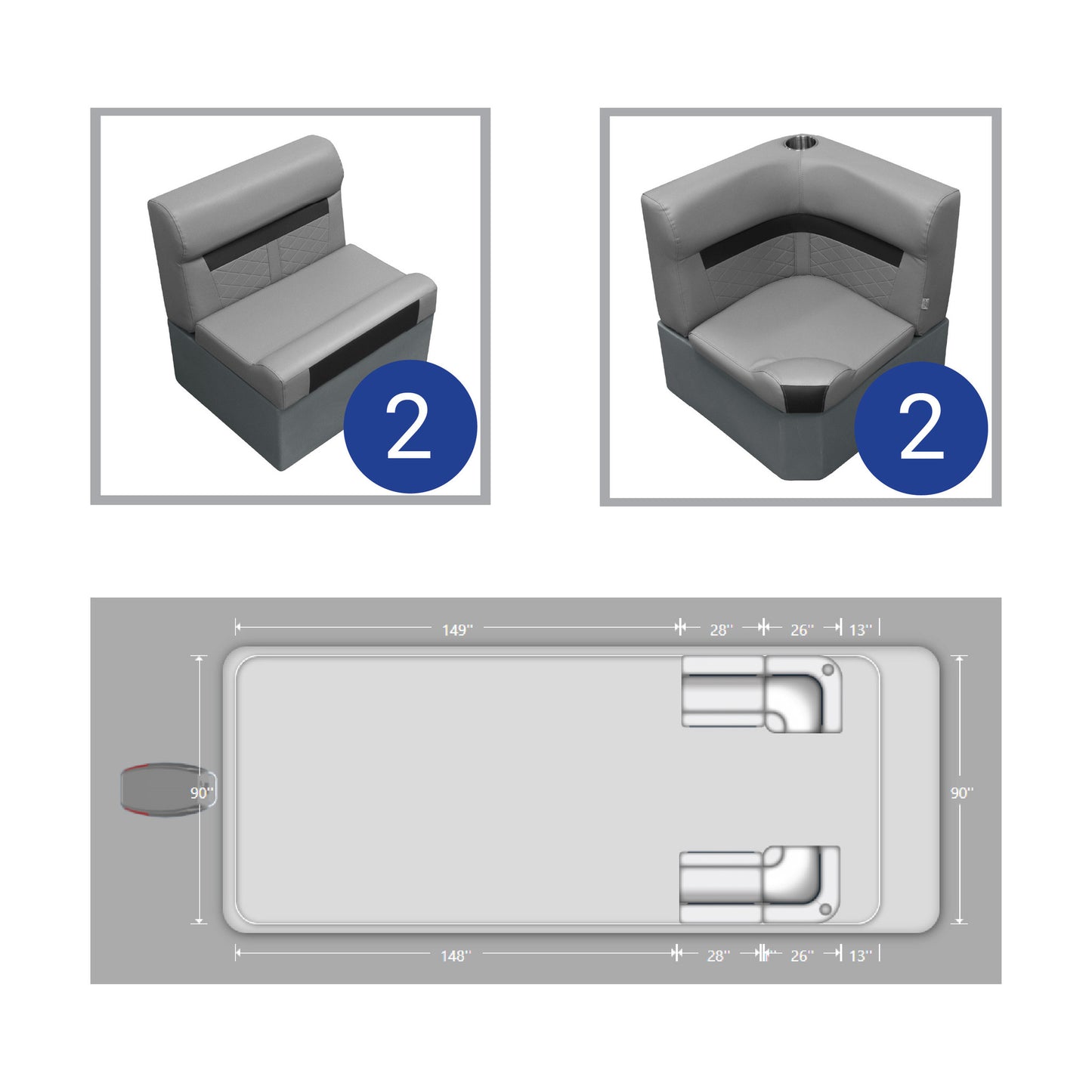 Ensemble de meubles de ponton avec canapé d'angle avant Wise DLX