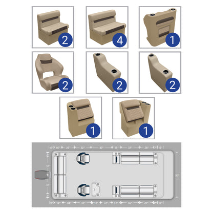 Ensemble de meubles de ponton Wise DLX Full Lounge avec deux sièges baquets