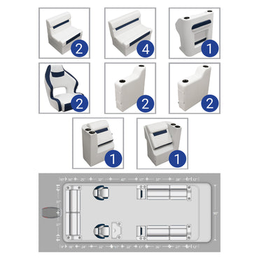 Ensemble de meubles de ponton Wise DLX Full Lounge avec deux sièges baquets