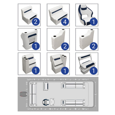 Ensemble de meubles de ponton Wise DLX Full Lounge avec glacière à dossier basculant