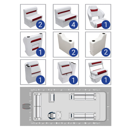 Ensemble de meubles de ponton Wise DLX Full Lounge avec glacière à dossier basculant