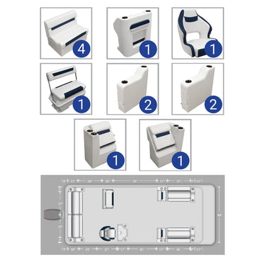 Ensemble de salon Wise DLX avec banquette arrière et mobilier de ponton pivotant