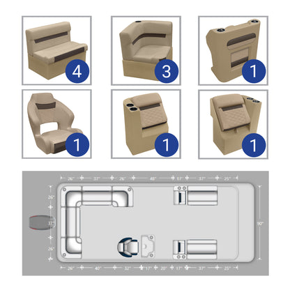 Wise DLX 18-22' Rear L with Front Lounge Pontoon Furniture Set