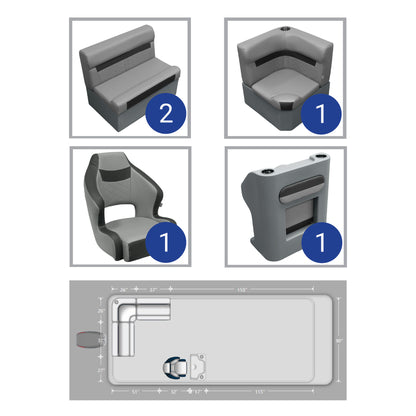Ensemble de meubles de ponton arrière Wise DLX Small L