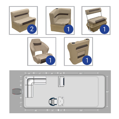 Ensemble de meubles de ponton Wise DLX Small Rear L avec dossier basculant