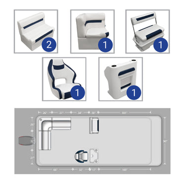 Ensemble de meubles de ponton Wise DLX Small Rear L avec dossier basculant