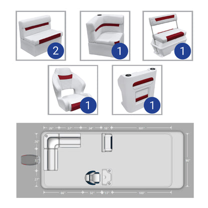 Ensemble de meubles de ponton Wise DLX Small Rear L avec dossier basculant