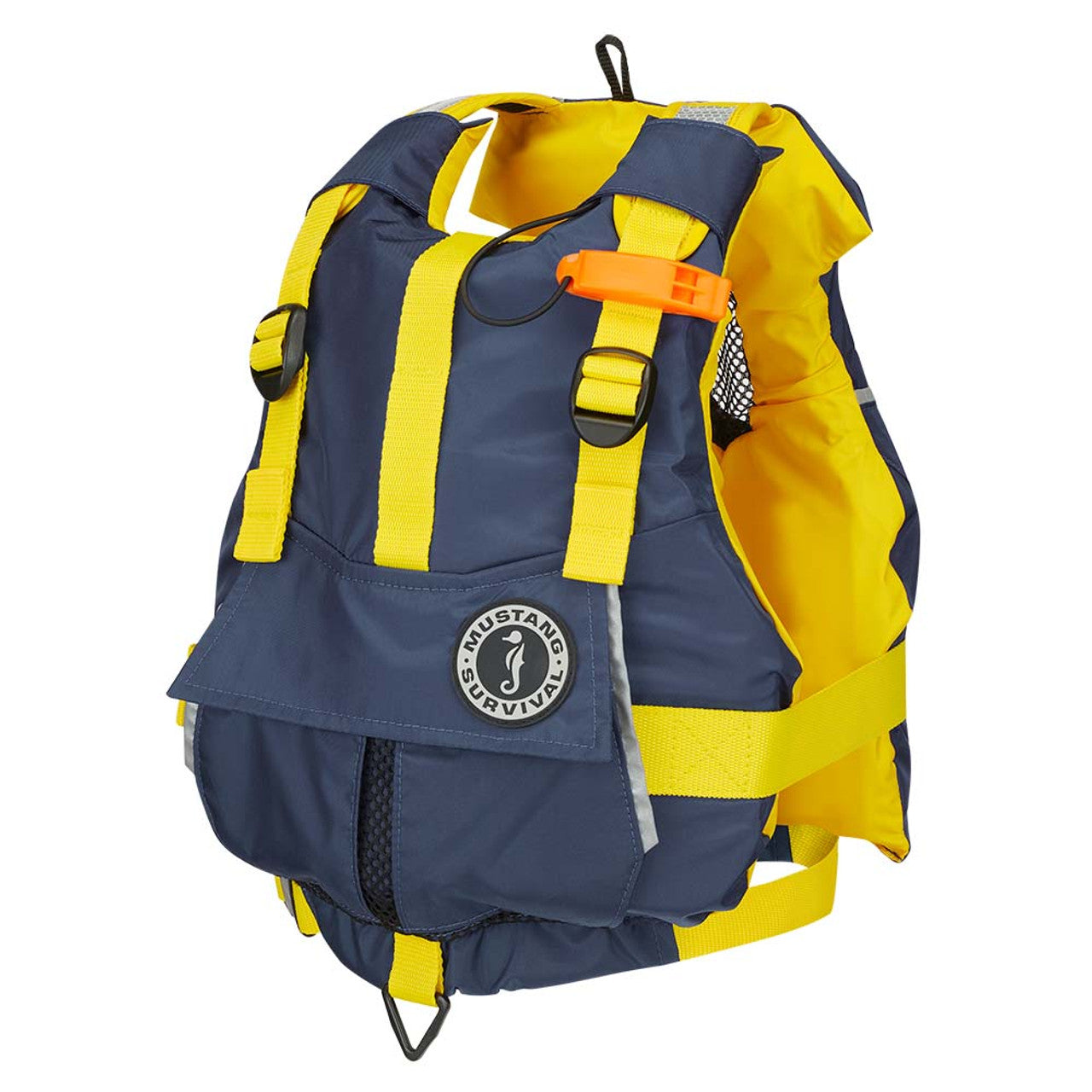 Mustang MV2500-5-0-216 Youth Bobby Foam Vest - 55-88lbs - Yellow/Navy