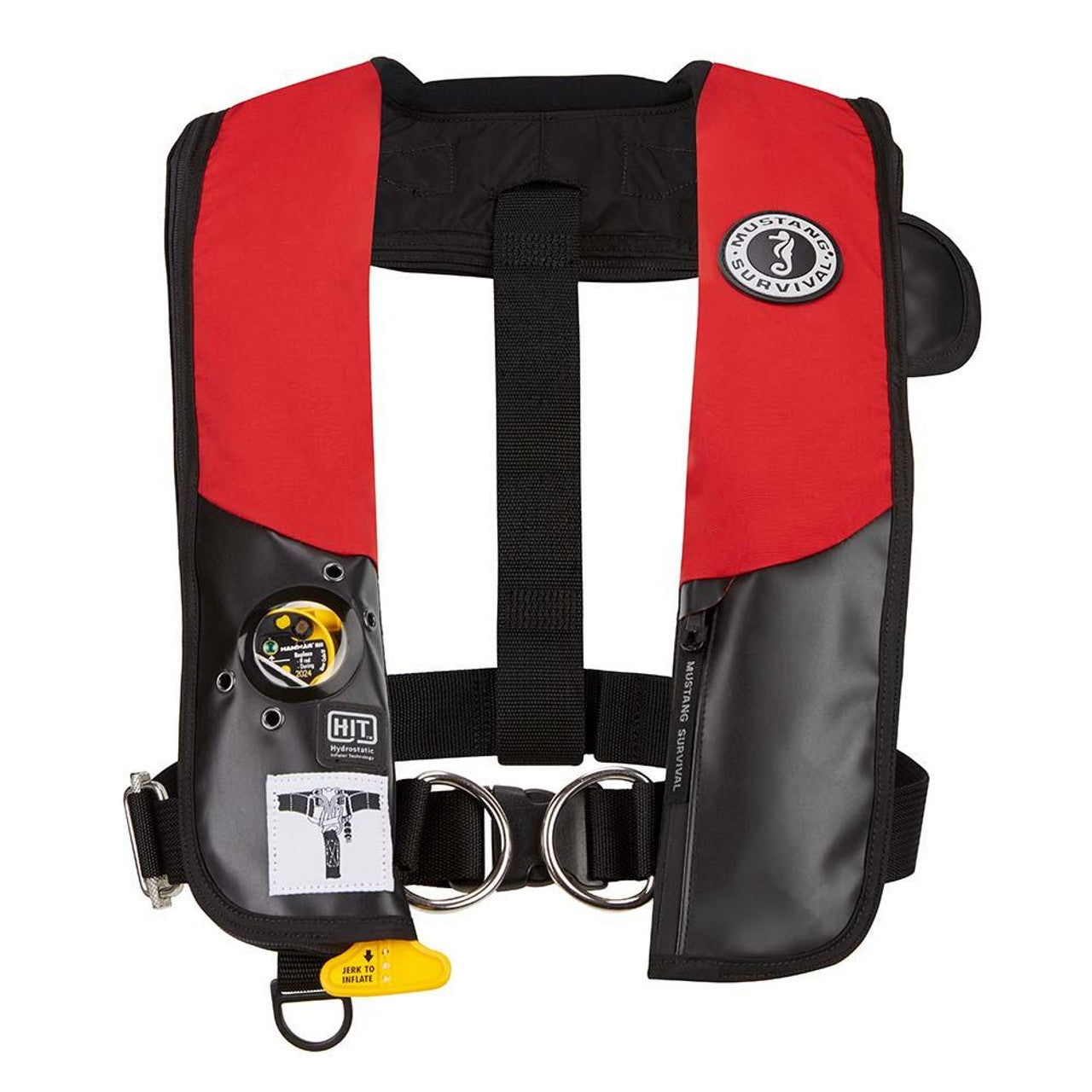 Mustang MD318402-123-0-202 HIT Hydrostatic Inflatable PFD w/Harness - Red/Black