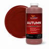 Autumn liquid pigment quart bottle beside a glossy rust red color swatch