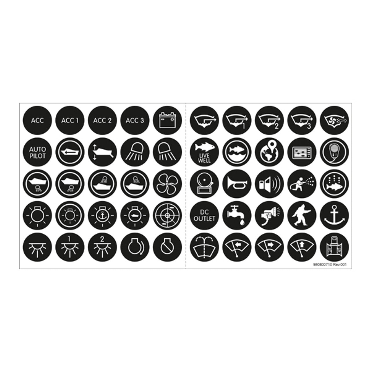 Blue Sea Push Button Switch Label Kit