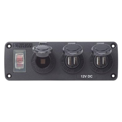 Blue Sea Accessory Panel w/ 2 Dual USB & Socket