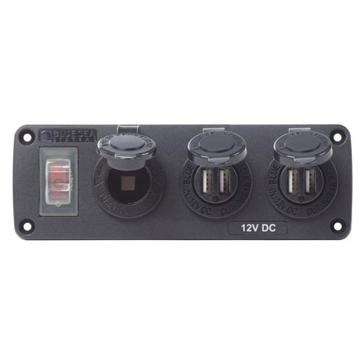 Blue Sea Accessory Panel w/ 2 Dual USB & Socket