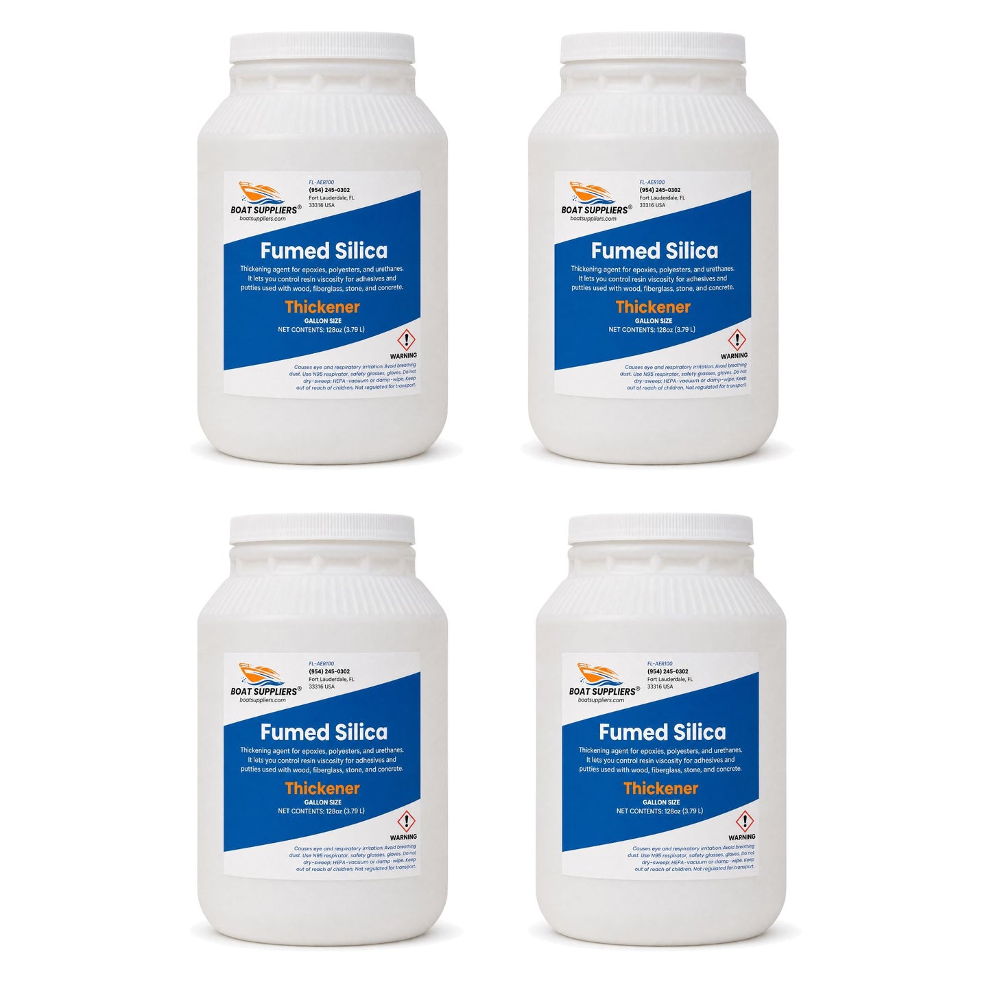 4 Gallon case of Boat Suppliers Aerosil 200 fumed silica thickener, four 1 gallon jars