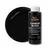 Carbon Black liquid colored pigment for epoxy and gelcoat in a 4 fl oz bottle with white cap, shown against a glossy black color swatch