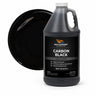 Carbon Black liquid pigment 1 gallon jug beside a glossy jet black color swatch