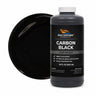 Carbon Black liquid pigment quart bottle beside a glossy jet black color swatch