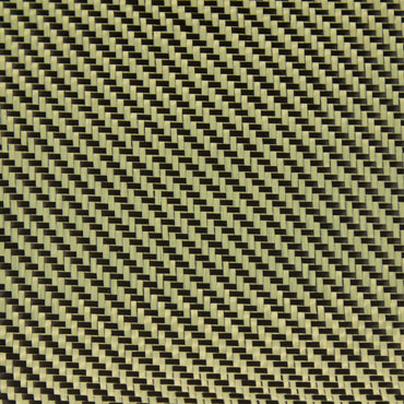 5.5oz Carbon/Kevlar Hybrid Fabric 2×2 Twill Weave (Black/Yellow) - 1st Quality