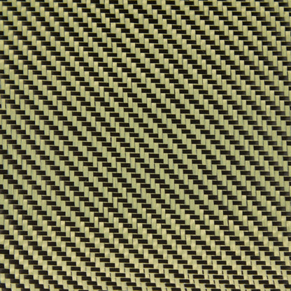 5.5oz Carbon/Kevlar Hybrid Fabric 2×2 Twill Weave (Black/Yellow) - 1st Quality