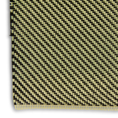 5.5oz Carbon/Kevlar Hybrid Fabric 2×2 Twill Weave (Black/Yellow) - 1st Quality