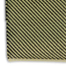 Corner of 5.5oz carbon Kevlar hybrid fabric swatch, yellow Kevlar and black carbon fiber tows in a 2x2 twill weave.