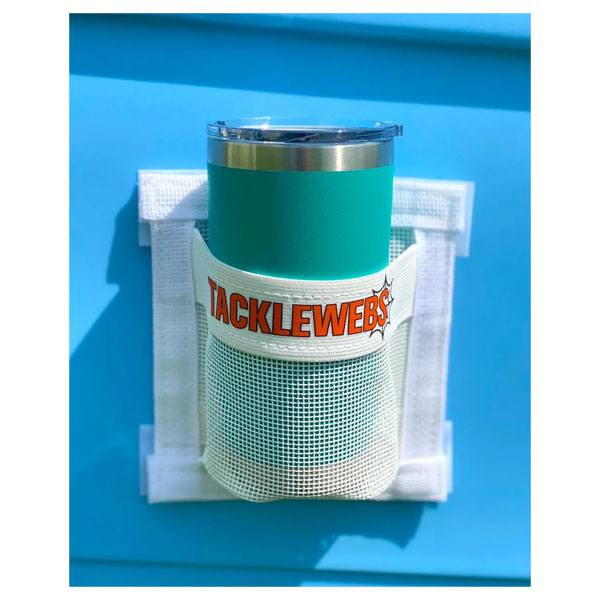 No Drill Cup Holder Hook/Loop Adhesive Pouch - White