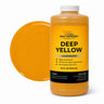 Deep Yellow liquid pigment quart bottle beside a glossy golden amber-yellow color swatch