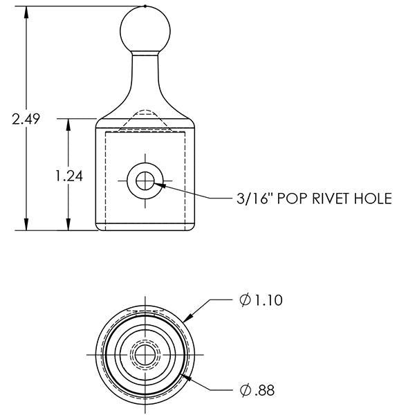 TACO Ball & Socket Bimini-Canopy Top Cap 7/8"