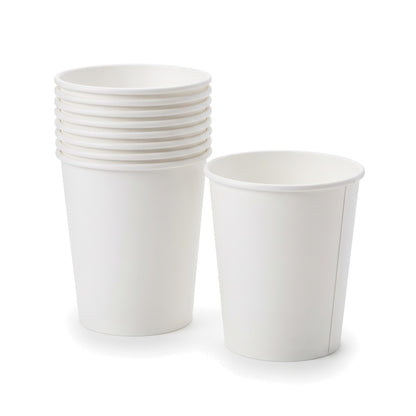 Plain white 1 quart paper refill cups for a gelcoat dump spray gun, a nested stack and one single cup