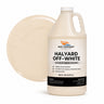 Halyard Off-White liquid pigment 1 gallon jug beside a glossy creamy off-white color swatch