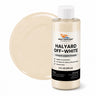 Halyard Off-White liquid pigment 4 oz bottle beside a glossy creamy off-white color swatch