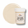 Halyard Off-White liquid pigment 1 oz jar beside an off-white cured color swatch