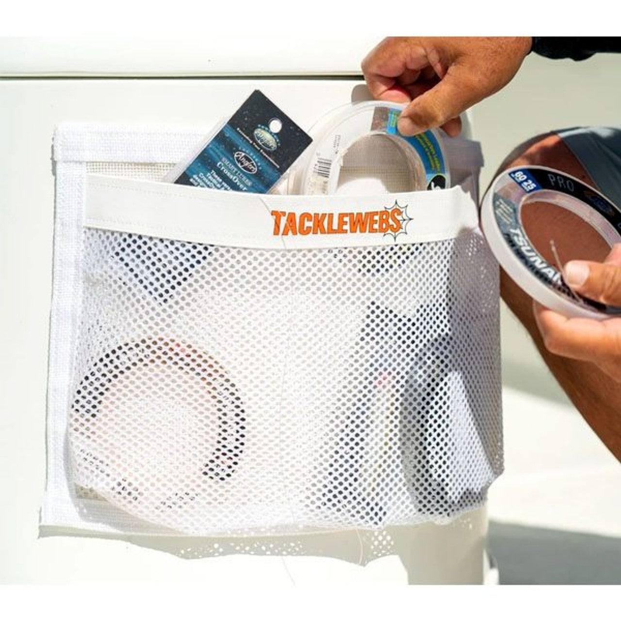 TackleWebs 16"W x 12"H Hook & Loop White Adhesive Pouch