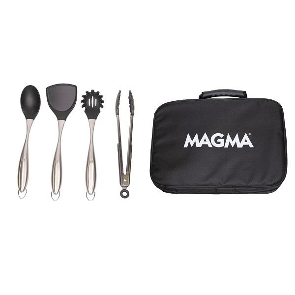 Cooking utensil set, 5 piece, stainless steel and silicone