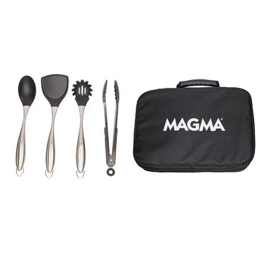 Cooking utensil set, 5 piece, stainless steel and silicone