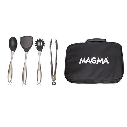 Cooking utensil set, 5 piece, stainless steel and silicone