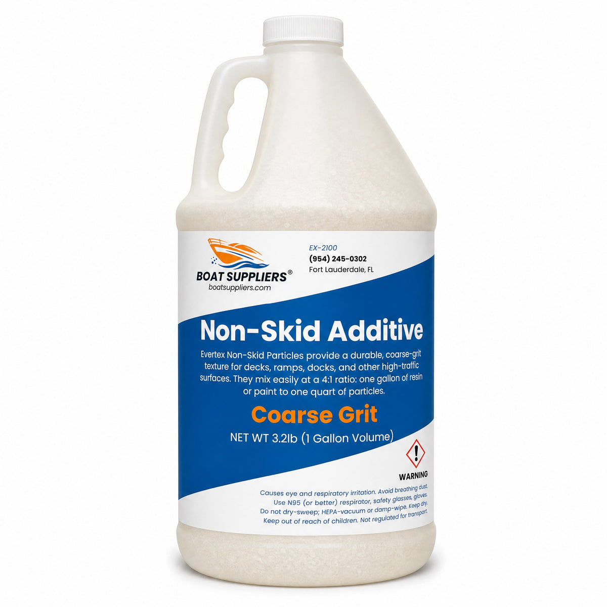 Boat Suppliers non-skid additive, coarse grit, 1 gallon jug (3.2 lb net) of coarse angular polymer particles for mixing into gelcoat or deck paint
