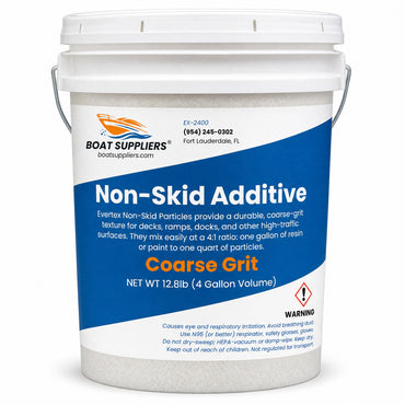 Boat Suppliers non-skid additive, coarse grit, 4 gallon pail (12.8 lb net) of coarse angular polymer particles for mixing into gelcoat or deck paint