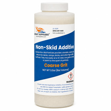 Boat Suppliers non-skid additive, coarse grit, 8 oz bottle (3.2 oz net) of coarse angular polymer particles for mixing into gelcoat or deck paint