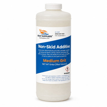 Boat Suppliers non-skid additive, medium grit, pint bottle (6.4 oz net) of medium sand-grade polymer particles for mixing into gelcoat or deck paint