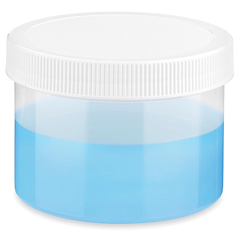8 oz translucent wide-mouth jar with white lid