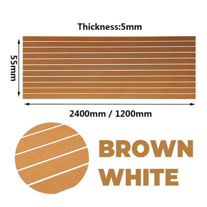 600x2400x5mm EVA Foam Faux Teak Boat Decking Mat Brown Deck Sheet